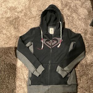 Roxy Black Hoodie with Heart Detail